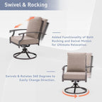 7-Pieces Outdoor Dining Set with X-Leg Table and Swivel Chairs