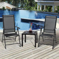 3-Piece Metal Patio Dining Set, 1 Square Table and 2 Folding Sling Chairs - N/A