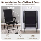 3-Piece Metal Patio Dining Set, 1 Square Table and 2 Folding Sling Chairs - N/A