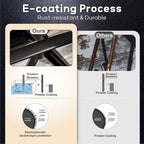 3-Piece Metal Patio Dining Set, 1 Square Table and 2 Folding Sling Chairs - N/A