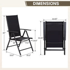 3-Piece Metal Patio Dining Set, 1 Square Table and 2 Folding Sling Chairs - N/A