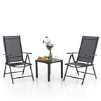 3-Piece Metal Patio Dining Set, 1 Square Table and 2 Folding Sling Chairs - N/A