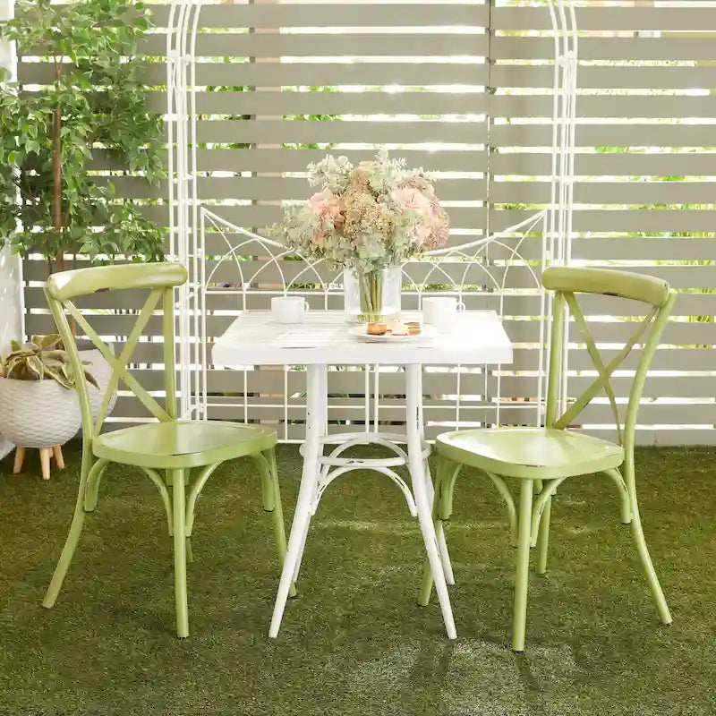 Iron Farmhouse Outdoor Dining Chair (Set of 2) - 22 x 19 x 35