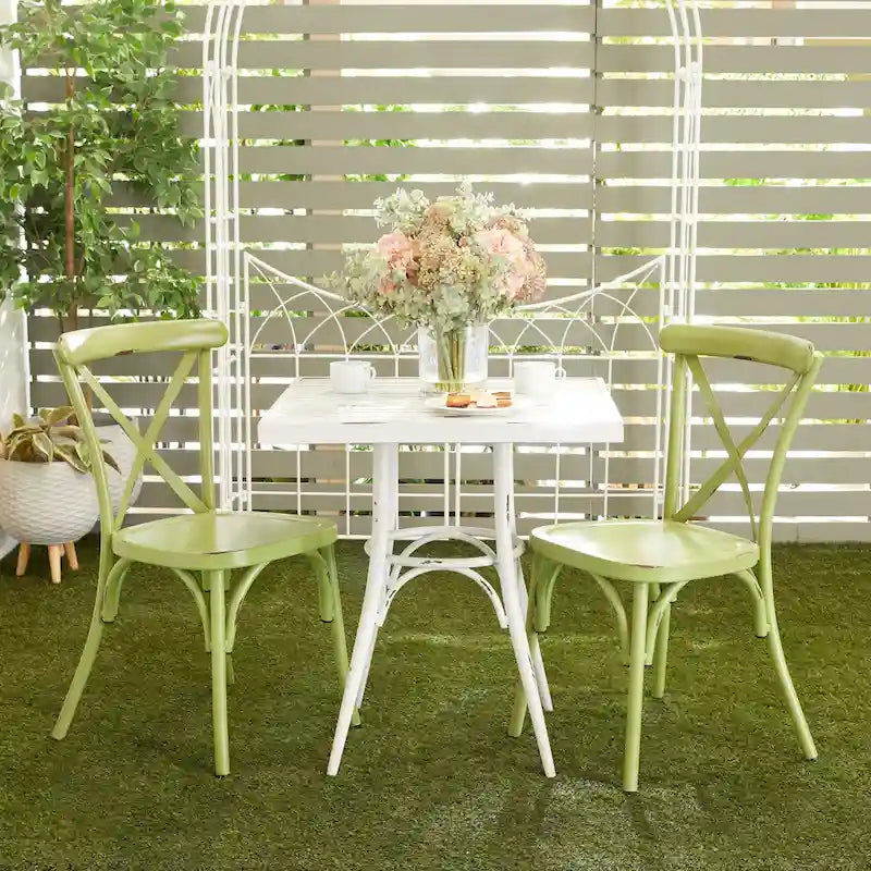 Iron Farmhouse Outdoor Dining Chair (Set of 2) - 22 x 19 x 35