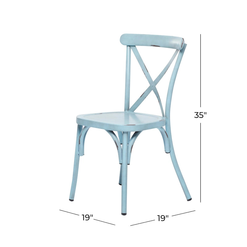 Iron Farmhouse Outdoor Dining Chair (Set of 2) - 22 x 19 x 35