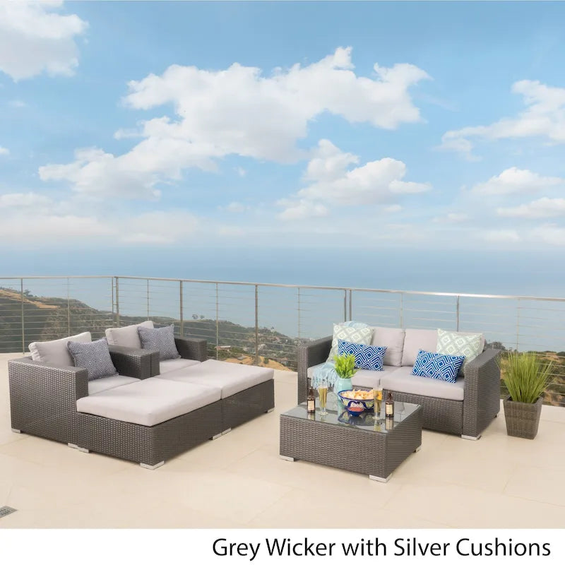 Santa Rosa Outdoor 7-piece Wicker Sectional Sofa Set with Cushions by Christopher Knight Home