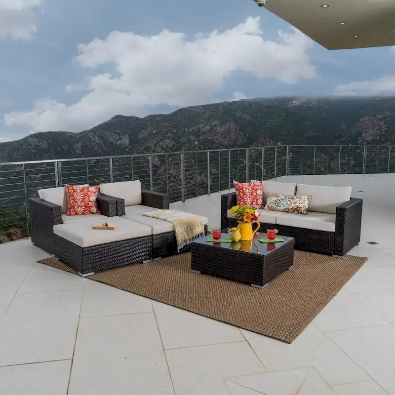 Santa Rosa Outdoor 7-piece Wicker Sectional Sofa Set with Cushions by Christopher Knight Home