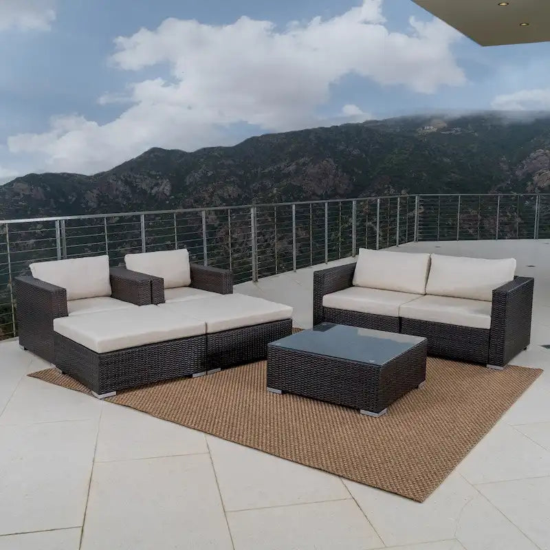 Santa Rosa Outdoor 7-piece Wicker Sectional Sofa Set with Cushions by Christopher Knight Home
