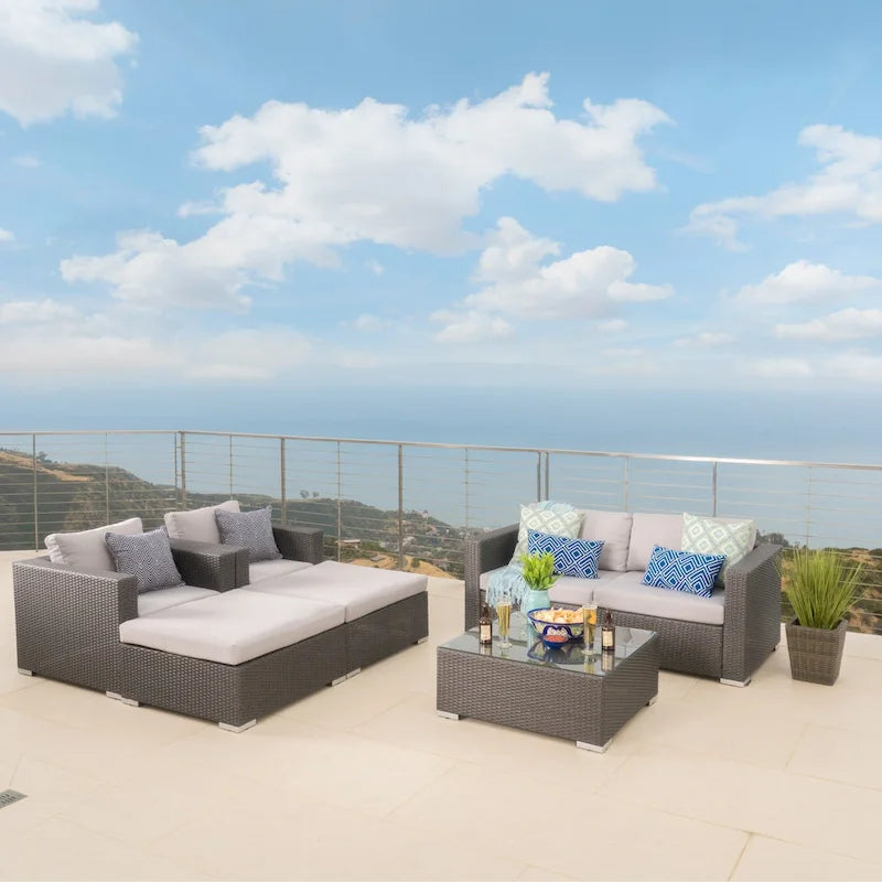 Santa Rosa Outdoor 7-piece Wicker Sectional Sofa Set with Cushions by Christopher Knight Home