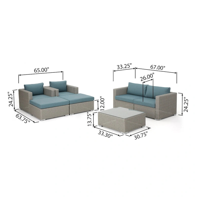 Santa Rosa Outdoor 7-piece Wicker Sectional Sofa Set with Cushions by Christopher Knight Home