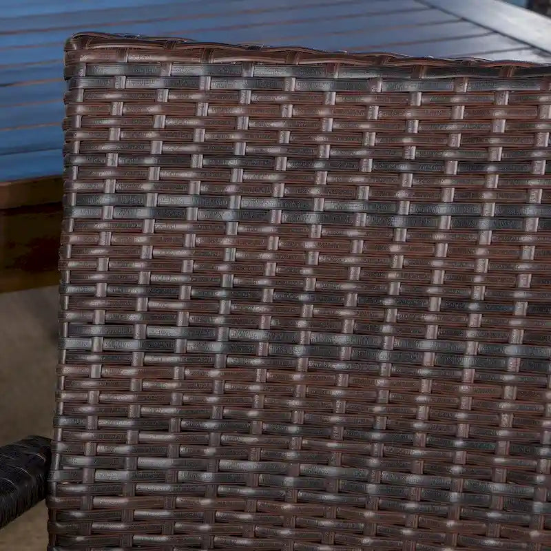 Geelong Wicker Wood Outdoor 7-piece Dining Set with Cushions by Christopher Knight Home