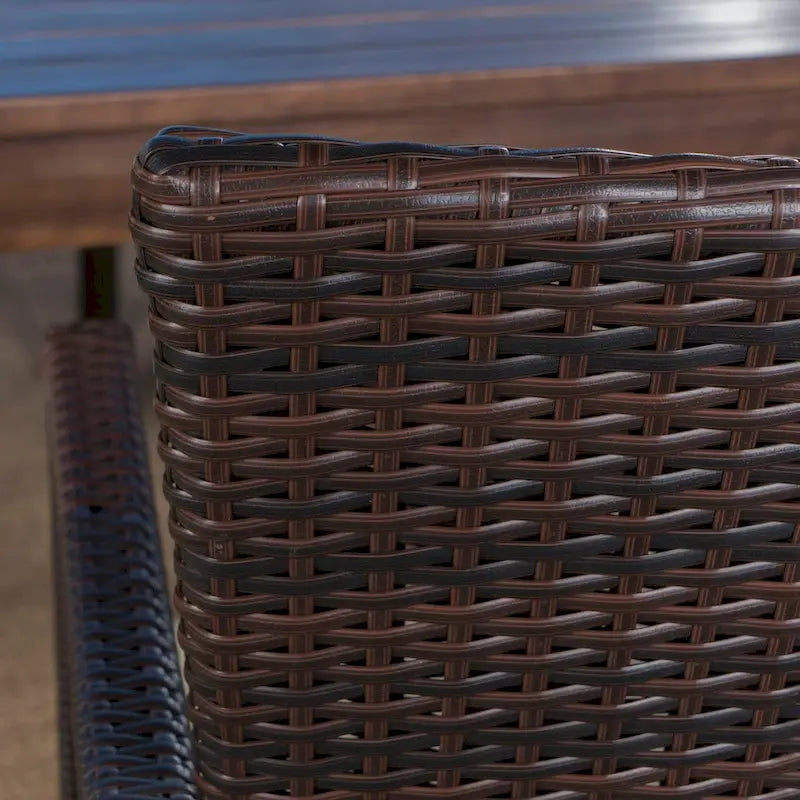 Geelong Wicker Wood Outdoor 7-piece Dining Set with Cushions by Christopher Knight Home