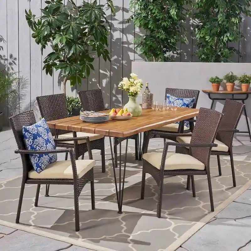 Tatum Outdoor 6-Seater Acacia Wood Dining Set by Christopher Knight Home