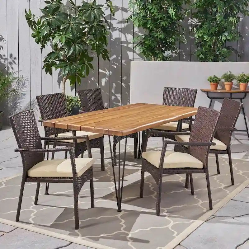 Tatum Outdoor 6-Seater Acacia Wood Dining Set by Christopher Knight Home