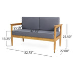 Magnolia Outdoor Acacia Wood Loveseat by Christopher Knight Home - 52.75     W x 27.00     D x 25.50     H