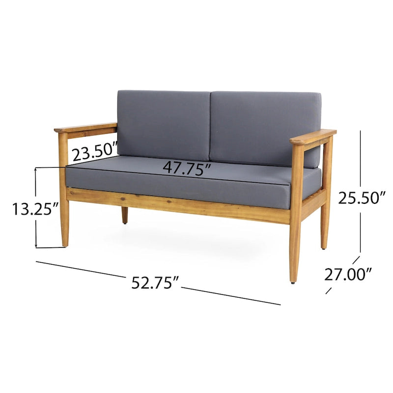 Magnolia Outdoor Acacia Wood Loveseat by Christopher Knight Home - 52.75     W x 27.00     D x 25.50     H