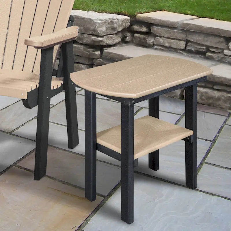 OS Home and Office Model Oval End Table in Weatherwood with a Black Base