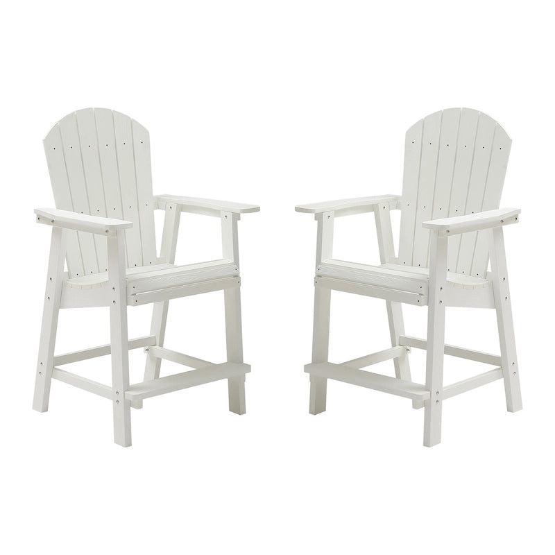 White Outdoor Patio Bar Chairs (Set of 2)