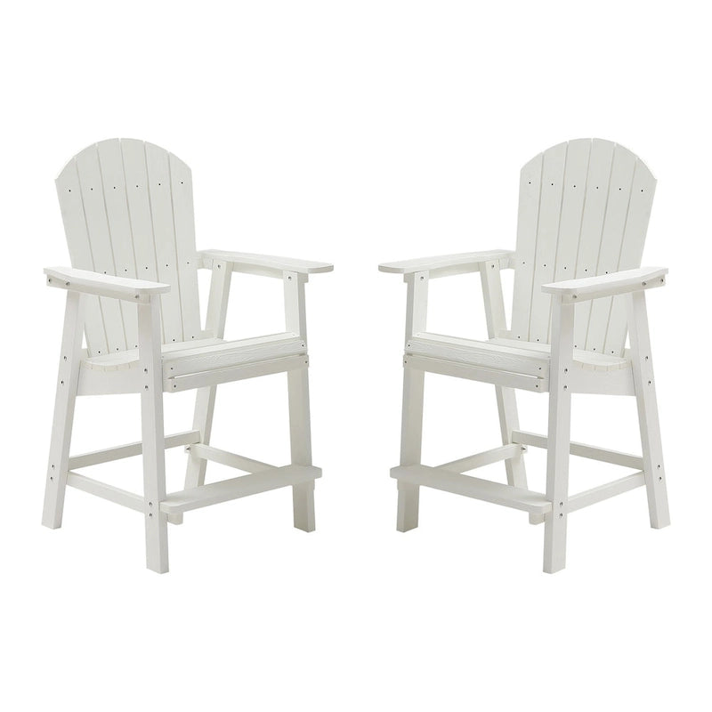 White Outdoor Patio Bar Chairs (Set of 2)