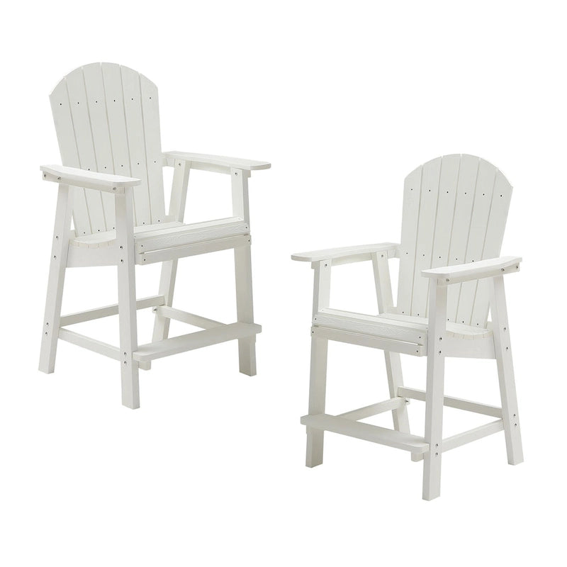 White Outdoor Patio Bar Chairs (Set of 2)