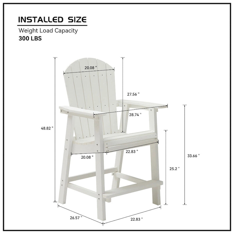 White Outdoor Patio Bar Chairs (Set of 2)
