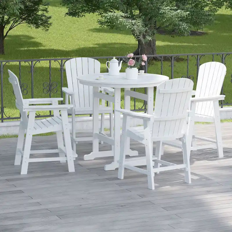 White Outdoor Patio Bar Chairs (Set of 2)