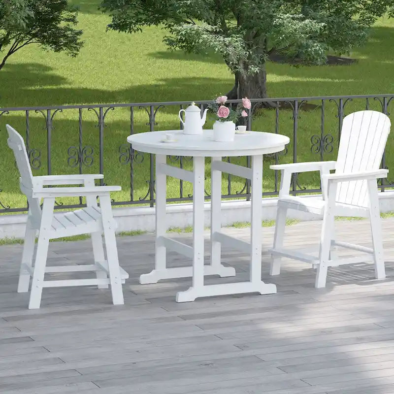 White Outdoor Patio Bar Chairs (Set of 2)