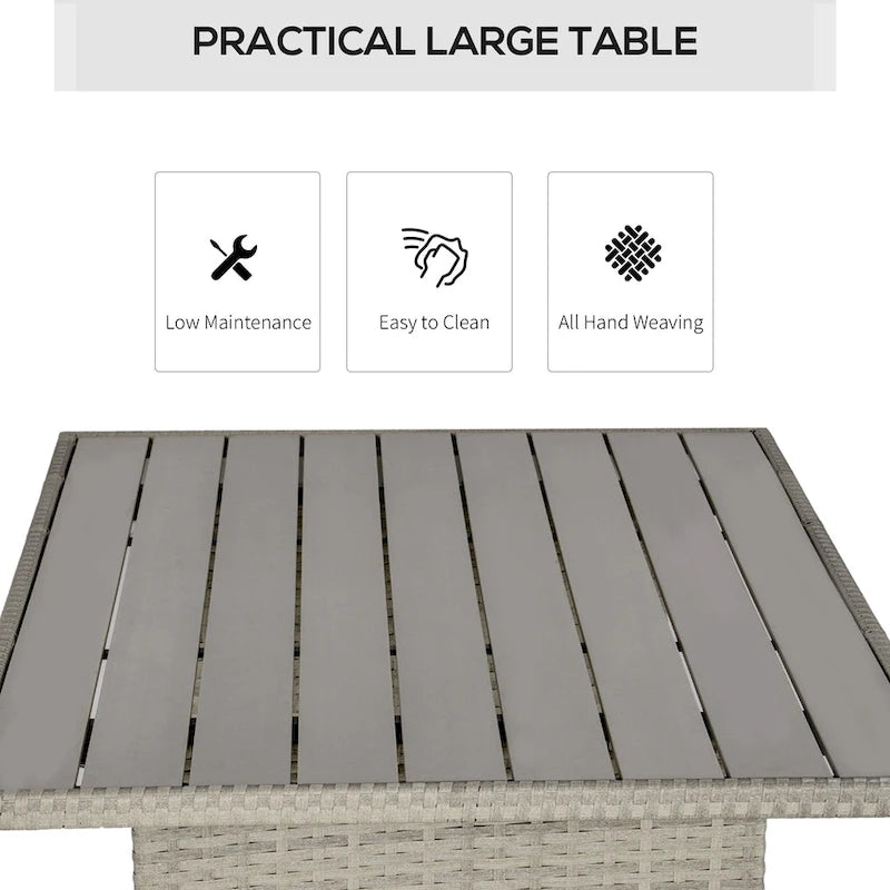 Outsunny 6 PCS Outdoor Patio Dining Table Sets All Weather PE Rattan Sofa Chair Furniture set Indoor Outdoor with Cushions