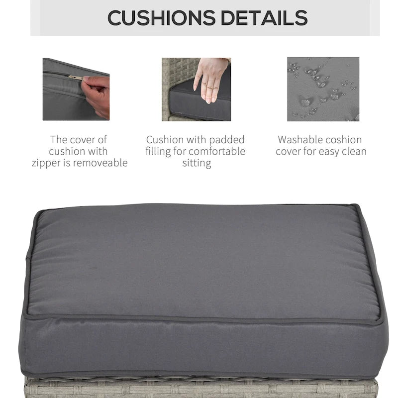 Outsunny 6 PCS Outdoor Patio Dining Table Sets All Weather PE Rattan Sofa Chair Furniture set Indoor Outdoor with Cushions