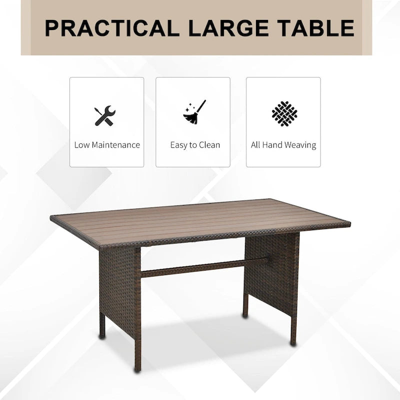 Outsunny 6 PCS Outdoor Patio Dining Table Sets All Weather PE Rattan Sofa Chair Furniture set Indoor Outdoor with Cushions