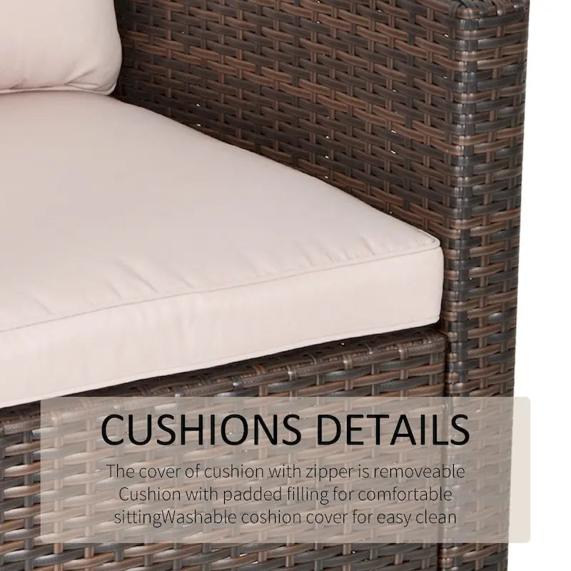 Outsunny 6 PCS Outdoor Patio Dining Table Sets All Weather PE Rattan Sofa Chair Furniture set Indoor Outdoor with Cushions