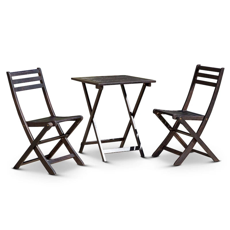 DTY Outdoor Living Twin Lakes 3-Piece Eucalyptus Bistro Set, Square, Natural Oil