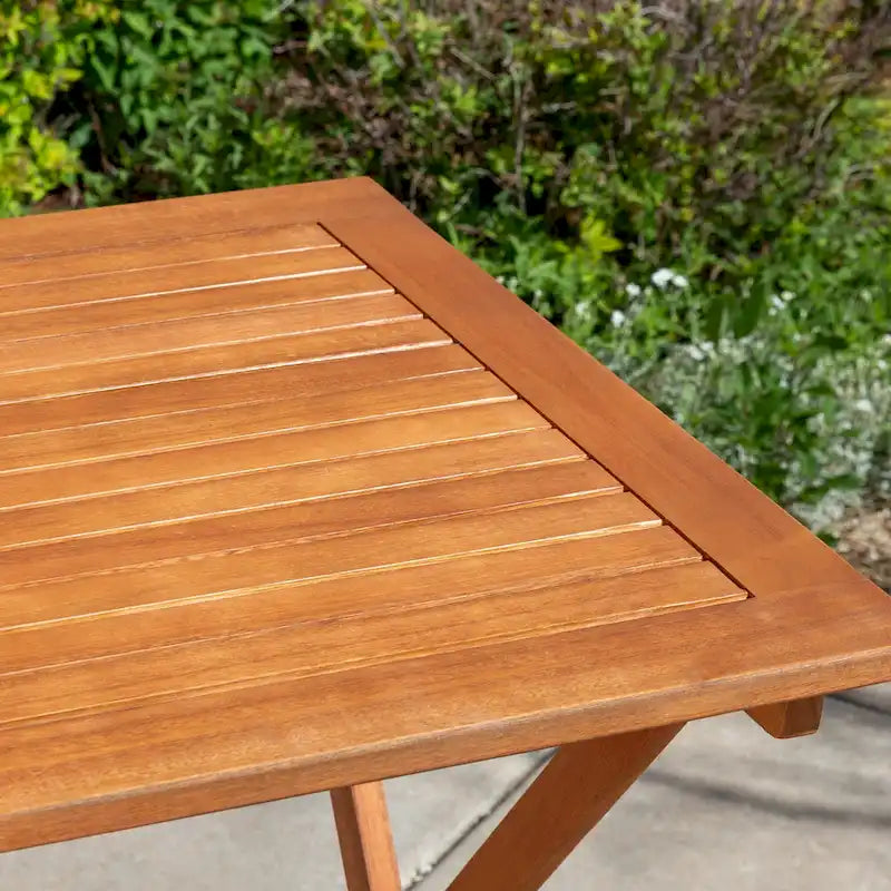 DTY Outdoor Living Twin Lakes 3-Piece Eucalyptus Bistro Set, Square, Natural Oil