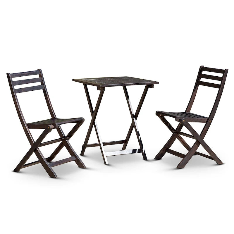 DTY Outdoor Living Twin Lakes 3-Piece Eucalyptus Bistro Set, Square, Natural Oil