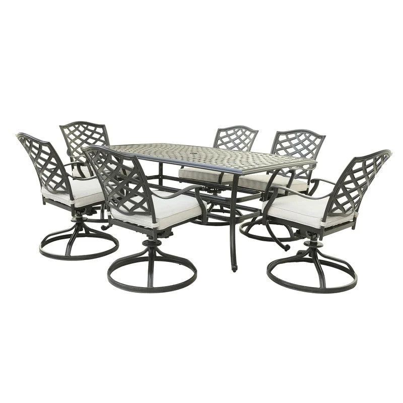 Torino 7-piece Aluminum Dining Set with 6 Swivel Rockers - N/A