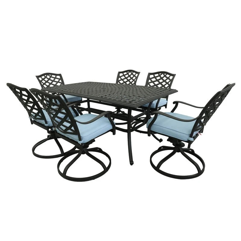 Torino 7-piece Aluminum Dining Set with 6 Swivel Rockers - N/A