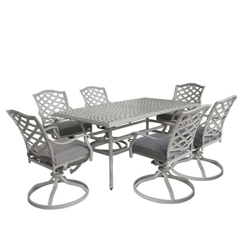 Torino 7-piece Aluminum Dining Set with 6 Swivel Rockers - N/A