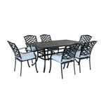 Torino Aluminum 7 Piece Rectangular Dining Set with 6 Arm Chairs - N/A