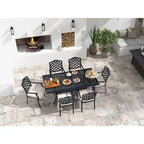 Torino Aluminum 7 Piece Rectangular Dining Set with 6 Arm Chairs - N/A