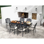 Torino Aluminum 7 Piece Rectangular Dining Set with 6 Arm Chairs - N/A