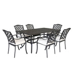 Torino Aluminum 7 Piece Rectangular Dining Set with 6 Arm Chairs - N/A