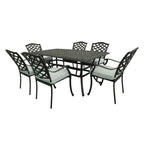 Torino Aluminum 7 Piece Rectangular Dining Set with 6 Arm Chairs - N/A