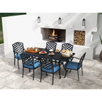 Torino Aluminum 7 Piece Rectangular Dining Set with 6 Arm Chairs - N/A