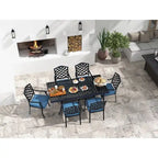 Torino Aluminum 7 Piece Rectangular Dining Set with 6 Arm Chairs - N/A