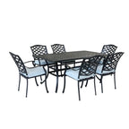 Torino Aluminum 7 Piece Rectangular Dining Set with 6 Arm Chairs - N/A