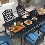 Torino Aluminum 7 Piece Rectangular Dining Set with 6 Arm Chairs - N/A