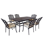 Torino Aluminum 7 Piece Rectangular Dining Set with 6 Arm Chairs - N/A