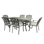 Torino Aluminum 7 Piece Rectangular Dining Set with 6 Arm Chairs - N/A