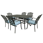 Torino Aluminum 7 Piece Rectangular Dining Set with 6 Arm Chairs - N/A