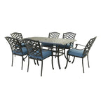 Torino Aluminum 7 Piece Rectangular Dining Set with 6 Arm Chairs - N/A